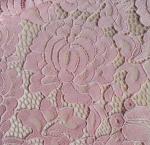 French Eyelash Lace Fabric with cord for Bridal Dress with Ivory / Pink color