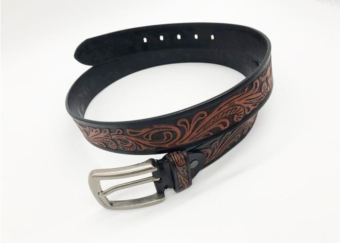 Carved Craft 3.8cm Mens Embossed Leather Belts Pin Buckle