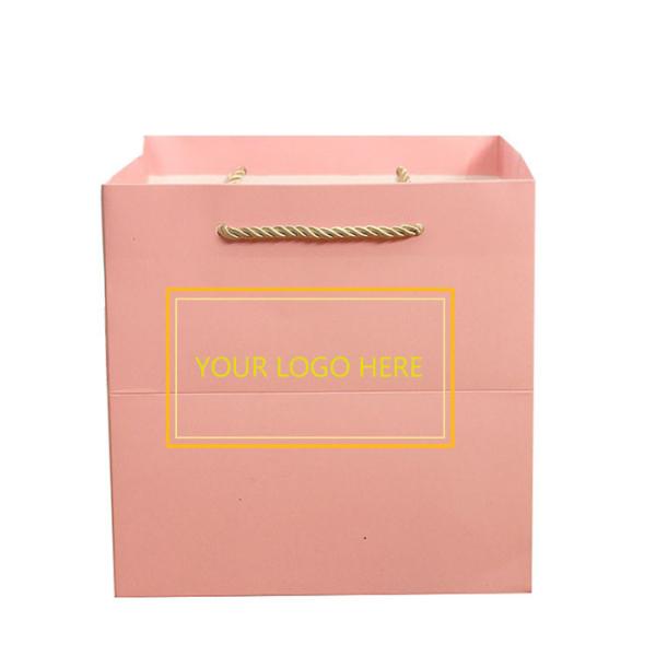 Colorful custom sliver stamping ivory paper bag with logo printing service candy