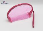 Semicircular Shape Soft PVC Bags Transparent Clear Pink Color Size 17X5.8X13cm