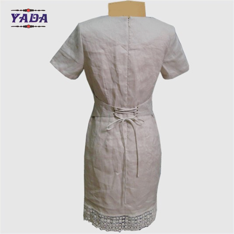 Hollow out collar white short sleeve print fashion girls one piece dress dresses women sexy made in China