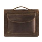 Genuine Leather Portfolio With Handles , Brown Handmade Leather Padfolio