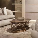 Golden Customized Coffee Table Forged 50cm Round Marble Top Coffee Table