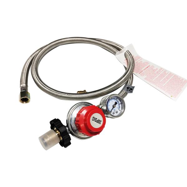 High Pressure LPG Regulator and Stainless Steel Hose for Stove Connection 5 FT