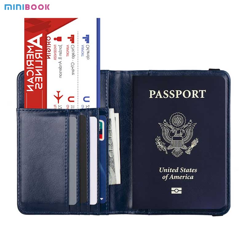 2023 USA Eco Rfid Passport Case Cover Holder Document Organizer Wallet for Vintage PU