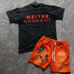 Custom Streetwear Boxy Heavyweight Two Piece Short Set Screen Printing Tee