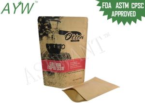 Wholesale Durable Biodegradable Stand Up Pouches With Zipper , Resealable Kraft Paper Bags For Raw Drip Coffee from china suppliers
