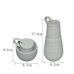 Grey Silicone Collapsible Drinking Bottle Outdoor Sports Folding 500ml Water
