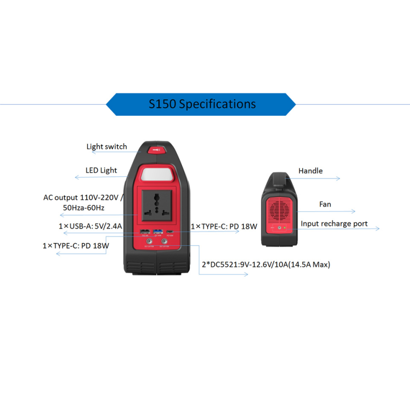 Best Battery Powered Generator 150W Powered Lithium Ion Battery Portable Power Stations for Outside