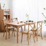 Folded Nordic Modern Rattan Cross Back Solid Wood Wedding Wooden Chair for