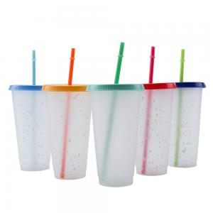 Wholesale 2020 Color Changing Color Confetti Reusable Cold Drink Cups Summer 24 oz Reusable Cups from china suppliers