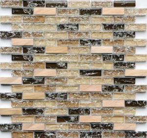 Wholesale Brown rectangle crack crystal glass mix metal mosaic tile kitchen backsplash from china suppliers