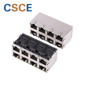China LED Shielded RJ45 8 Pin Connector , 8 Ports RJ45 Connector Port RoHS Approved on sale