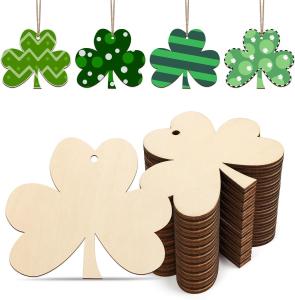 Wholesale Wooden Shamrock Ornaments Patrick's Day Decoration Unfinished Wood Discs for Home Farmhouse Crafts Hanging Spring Decorations from china suppliers