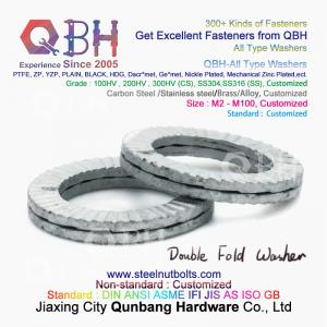 China QBH DIN127 F959 DIN434 DIN436 NFE25-511 Spring Taper Grounding Serrated Double Fold Self Lock Locking Washers on sale