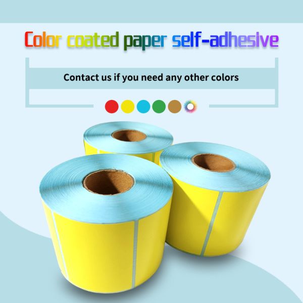 Waterproof Label Paper Roll Color Round Yellow Waybill For Thermal Printer