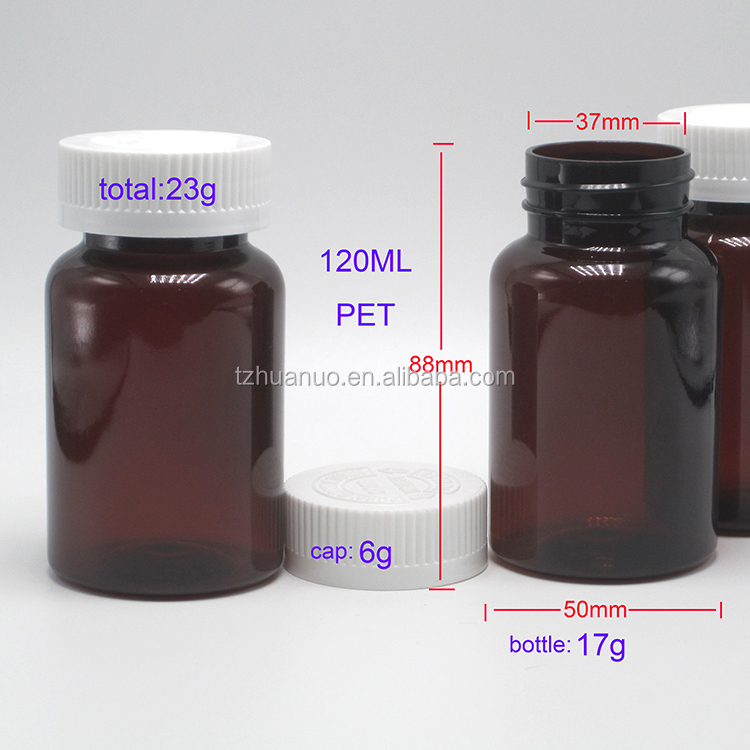 2OZ 60ML PET Amber Black Plastic Bottle with CRC Lid for Medicine Supplement Packaging