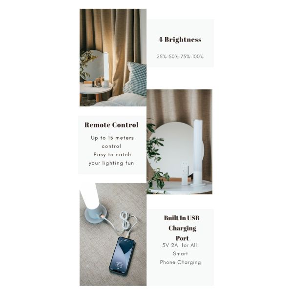 Dimmable Remote Control RGB LED Table Lamp with 2700K Color Temperature for Modern Mood Lighting