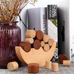 Children'S Montessori Wooden Moon Balance Building Blocks