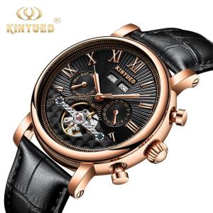 Wholesale Gold Cover Minimalist Mechanical Watch Comfortable Soft Black Strap from china suppliers