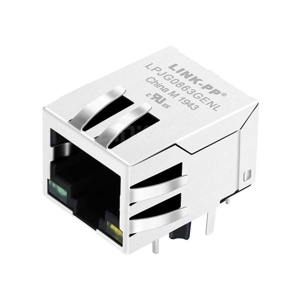 LPJG0863GENL 1000 Base-T Integrated Magnetics RJ45 Jack Single Port Tab Down