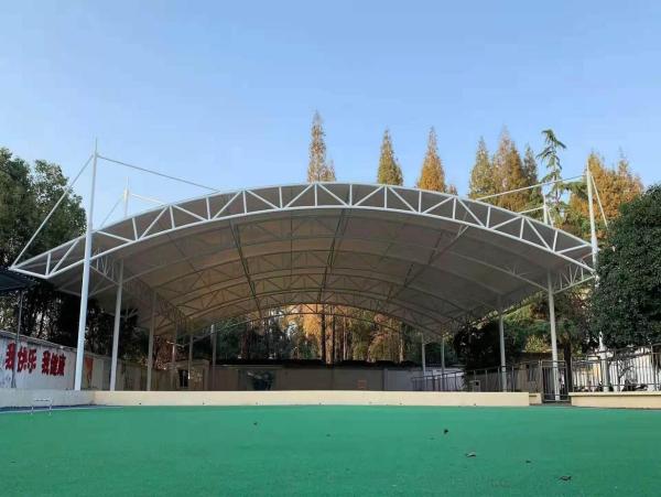 Outdoor School Tensile Membrane Structure Woven Fabric Tensile Membrane