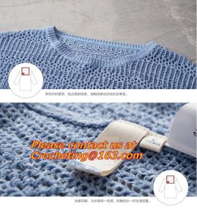 Wholesale Crochet,Sweater Three Quarter Sleeve Hollow out Casual Crochet Knitted Sweater Women Jumper Pullovers from china suppliers