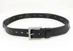 Durable Mens Leather Studded Belt 3.2cm Width Black Color 319g Weight