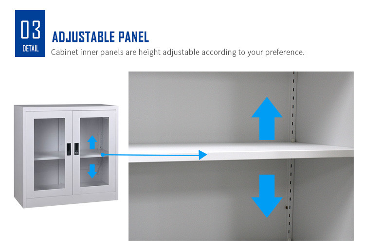 Glass Door steel file cabinet with lock Metal Slide Door Cupboard