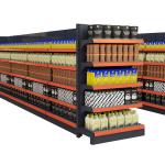 Four Side Metal Display Rack Shelf Supermarket Advertising Gondola Shelving
