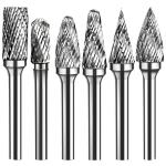 5PCS Unicolor Carbide Burrs Set 1/4 Inch 6mm Shank Double Cut Rotary Die Grinder