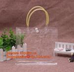 Promotion clear pvc cosmetic plastic handle bag pvc tote bags, recyclable PVC