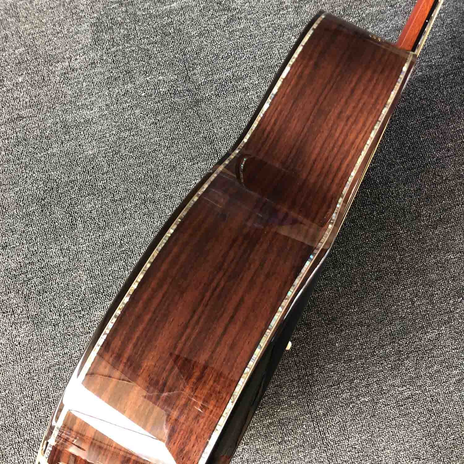 Ebony Fingerboard 41 Inch Acoustic Electric Guitar with Arm Rest Real Abalone AAAA Solid Spruce Top Cutaway Acoustic Gui