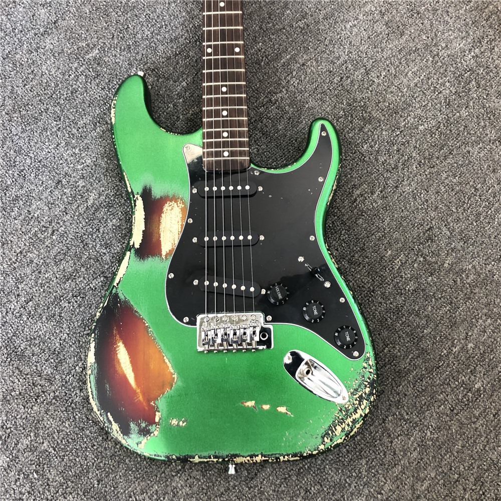 Custom handmade old SRV 100% handmade Milky white old polychromatic old electric guitar support drop shipping