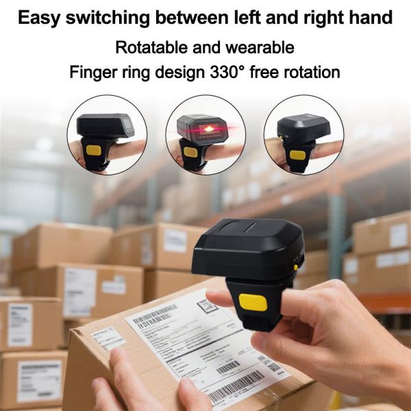 Wearable Finger QR Code Scanner 2D Barcode Reader for Inventory Control & Quick Data Capture