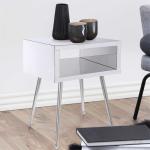 Silver Mirror 17.91"W Coffee Bedside Table Middle Hollow Space Design