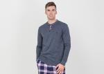 Trendy Mens Jersey Pyjamas Long Sleeves Tee And Woven Yarn Dyed Flannel Long