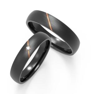 Wholesale Matte Black Titanium Fashion Men Jewelry With Diagonal Rose Gold Inset Zircon Design from china suppliers
