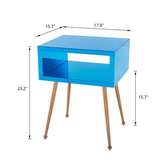 15.75inch Height blue Glass Mirror End Tables / Mirror Nightstand Table 10.8kgs