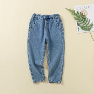 China New Design Kids Denim Jeans Full Length Black Blue Jeans Boys Elastic Waist Pants Children's Clothing on sale
