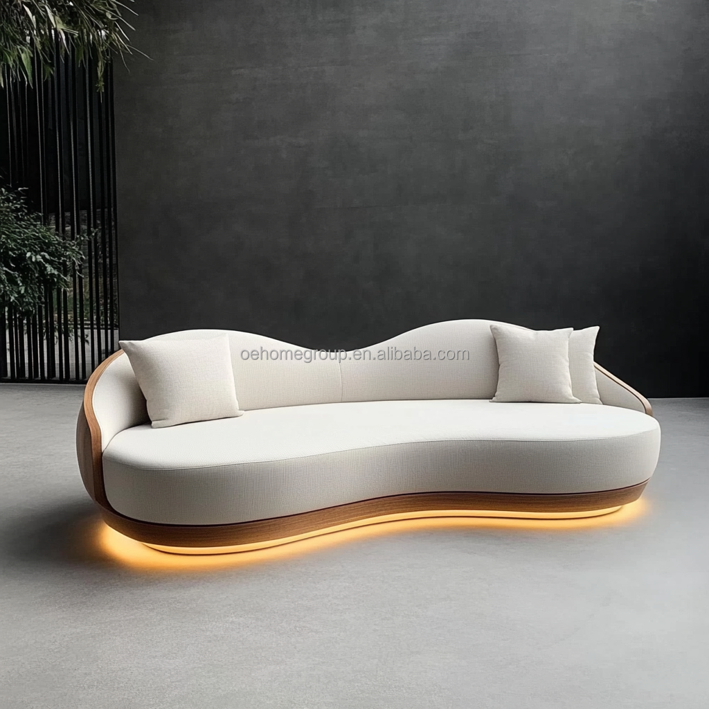 Curved Modular Boucle Fabric Decor Sofa Cozy Sectional Floor Corner Sofa Furniture Modern Living Room Set