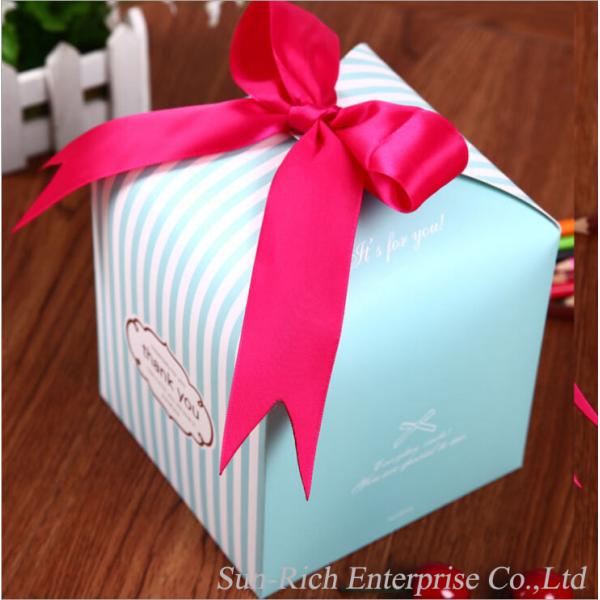 Wholesale paper box with pink Ribbon Cake box