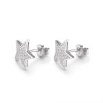 Couples Cubic Zirconia Star Stud Earrings 1.37g Sterling Silver Pentagram