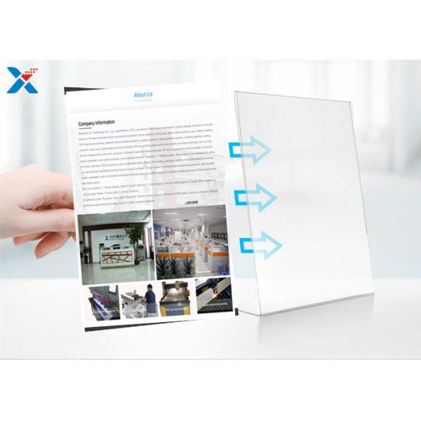 Slant Back Acrylic Sign Holders Break Resistant Clear Custom Acrylic Menu Stand