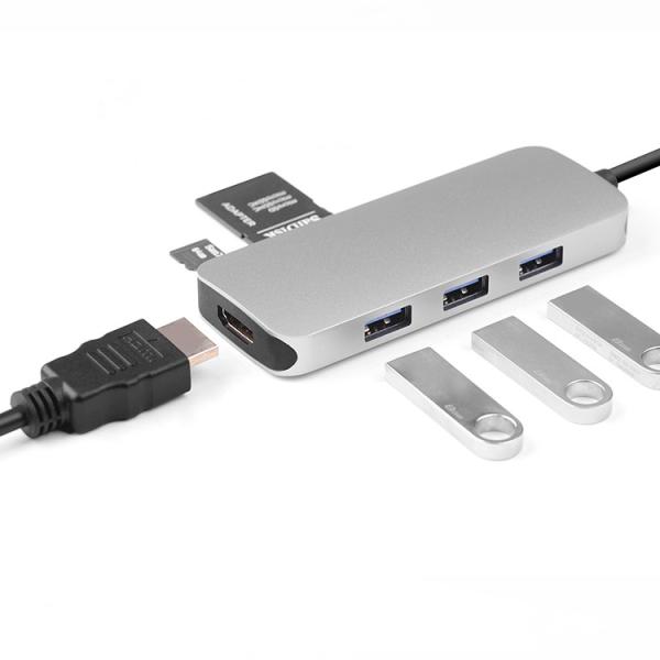HDMI AOC Cable HDMI female+3*USB3.0A female+SD female+T female+USB type c female