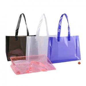 China 12 By 6 By 12 Clear PVC Tote Bag Designer Big Black Blue Clear Purse on sale