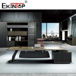 Extendable L Shaped Modern Executive Desk Office Furniture Gray Brown