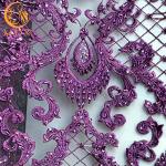 Bridal Gown French Beaded Handmade Lace Fabric Polyester Customized