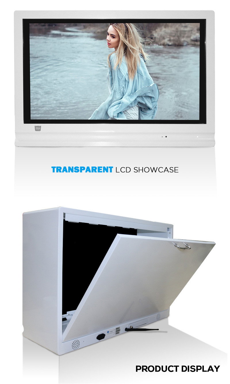 Customized Logo See Through Lcd Display 32 Inch 3G 4G WIFI Advertising Player 700 Nits