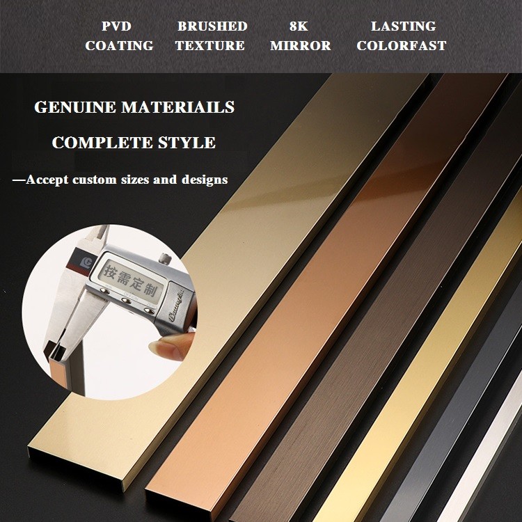 Grade 304 Stainless Steel Tile Trim 0.65mm Thickness Decorate Wall Edge
